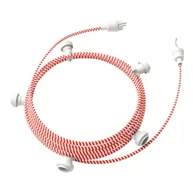   Creative Cables design lámpa Kész használatra 7,5 m-es Lumet fényfüzér készlettel, 5 fehér lámpatartóval, CATE27B075ECM39