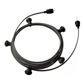   Creative Cables design lámpa Készre szerelt, 7,5 m-es Lumet fényfüzér készlet 5 fekete lámpatartóval, CATE27N075CM03