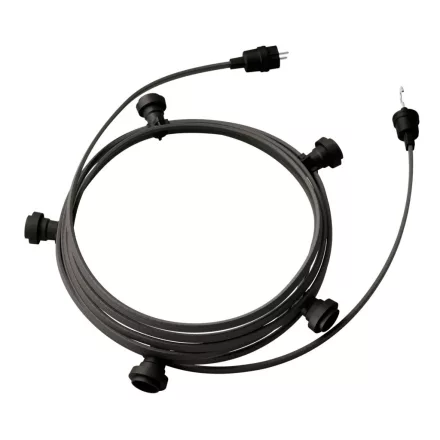 Creative Cables design lámpa Készre szerelt, 7,5 m-es Lumet fényfüzér készlet 5 fekete lámpatartóval, CATE27N075CM03