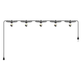   Creative Cables lámpatest Maioliche' String Light Lumet rendszer 7,5 m-től, szövetkábellel, 5 lámpatartóval CATE27N075CM04DD24MA04-L fekete