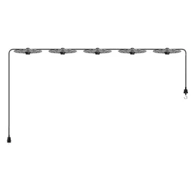   Creative Cables lámpatest Maioliche' String Light Lumet rendszer 7,5 m-től, szövetkábellel, 5 lámpatartóval CATE27N075CM04DD24MA04 fekete