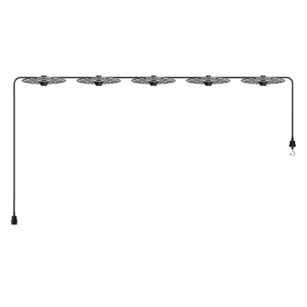 Creative Cables lámpatest Maioliche' String Light Lumet rendszer 7,5 m-től, szövetkábellel, 5 lámpatartóval CATE27N075CM04DD24MA04 fekete