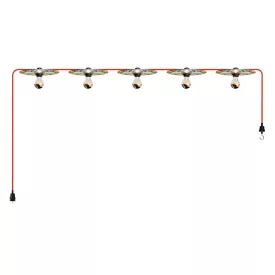   Creative Cables lámpatest Maioliche' String Light Lumet rendszer 7,5 m-től, szövetkábellel, 5 lámpatartóval CATE27N075CM09DD24MA03-L fekete