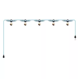   Creative Cables lámpatest Maioliche' String Light Lumet rendszer 7,5 m-től, szövetkábellel, 5 lámpatartóval CATE27N075CM17DD24MA01-L fekete