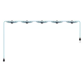   Creative Cables lámpatest Maioliche' String Light Lumet rendszer 7,5 m-től, szövetkábellel, 5 lámpatartóval CATE27N075CM17DD24MA01 fekete