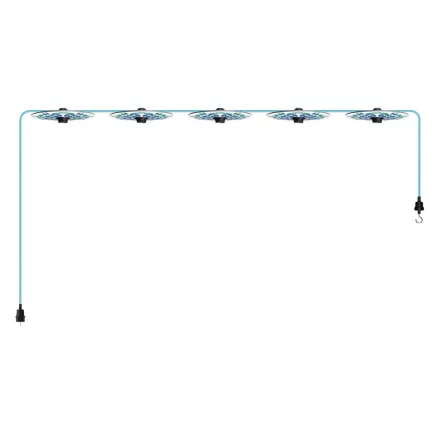 Creative Cables lámpatest Maioliche' String Light Lumet rendszer 7,5 m-től, szövetkábellel, 5 lámpatartóval CATE27N075CM17DD24MA01 fekete