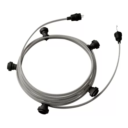 Creative Cables design lámpa Készre szerelt, 7,5 m-es Lumet fényfüzér készlet 5 fekete lámpatartóval, CATE27N075CZ04
