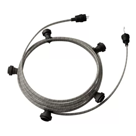 Creative Cables design lámpa Készre szerelt, 7,5 m-es Lumet fényfüzér készlet 5 fekete lámpatartóval, CATE27N075ECC37
