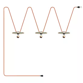   Creative Cables lámpatest Maioliche' láncvilágítás Lumet rendszer 10 m-től, szövetkábellel, 3 lámpafoglalattal és CATE27N100CM09DD24MA03-L