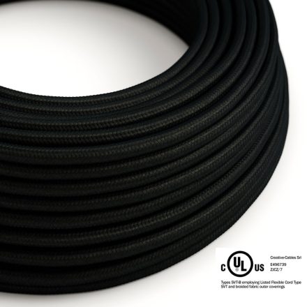 Creative Cables textil lámpakábel Kerek elektromos kábel 150 láb (45,72 m) tekercs RM04 fekete CBA3RM04
