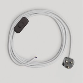   Creative Cables textil lámpakábel Lámpa vezetéke fehér pamut kábellel, 1,80 m CINNRC01