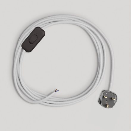 Creative Cables textil lámpakábel Lámpa vezetéke fehér pamut kábellel, 1,80 m CINNRC01