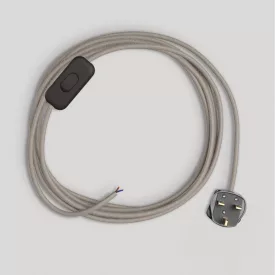   Creative Cables textil lámpakábel Lámpa vezetéke galambszürke pamut kábellel, 1,80 m CINNRC43