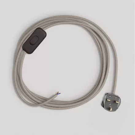 Creative Cables textil lámpakábel Lámpa vezetéke galambszürke pamut kábellel, 1,80 m CINNRC43