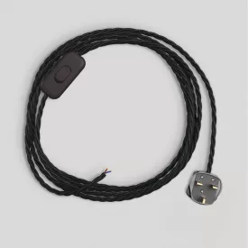   Creative Cables lámpakábel Lámpa vezetékezése fekete fonott kábellel 1,80 m CINNTC04