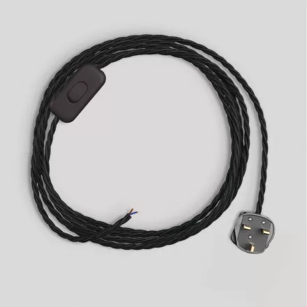 Creative Cables lámpakábel Lámpa vezetékezése fekete fonott kábellel 1,80 m CINNTC04