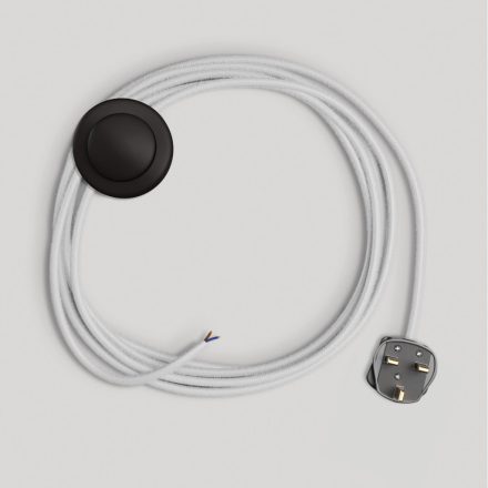 Creative Cables textil lámpakábel Lámpa vezetéke fehér pamut kábellel, 3 m CINPRC01