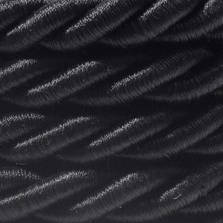 XL elektromos kábel, elektromos kábel 3x0,75. Fényes fekete szövetborítás. Átmérő 16mm.