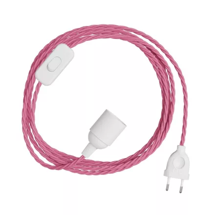 Creative Cables textil lámpakábel SnakeBis Twisted – Kábelezés lámpafoglalattal és sodrott textilkábelekkel FIN142PBLI18TM08