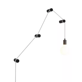   Creative Cables design lámpa Hordozható Snake lámpa fém lámpatartóval és dugóval, 4 Rolé fa FIN272VNEUNER50RN02-4KPASL03-L