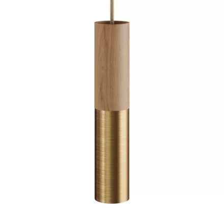 Creative Cables spotlámpa Tub-E14, fa és fém cső spotlámpához, E14 kettős gyűrűs lámpafoglalattal K2SPOTLME14OTS01 bronz