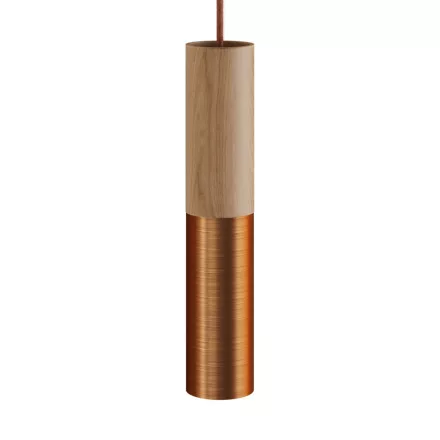 Creative Cables spotlámpa Tub-E14, fa és fém cső spotlámpához, E14 kettős gyűrűs lámpafoglalattal K2SPOTLME14RAS01 réz