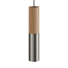   Creative Cables spotlámpa Tub-E14, fa és fém cső spotlámpához, E14 kettős gyűrűs lámpafoglalattal K2SPOTLME14TIS01