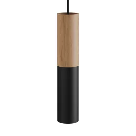   Creative Cables spotlámpa Tub-E14, fa és fém cső spotlámpához, E14 kettős gyűrűs lámpafoglalattal K2SPOTLME14VN01 fekete