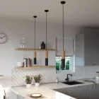 Creative Cables spotlámpa Tub-E14, fa és fém cső spotlámpához, E14 kettős gyűrűs lámpafoglalattal K2SPOTLME14VN01 fekete