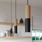Creative Cables spotlámpa Tub-E14, fa és fém cső spotlámpához, E14 kettős gyűrűs lámpafoglalattal K2SPOTLME14VN01 fekete