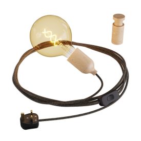   Creative Cables lámpakábel Snake, vezeték fa lámpatartóval és Rolé kábelkapoccsal KFIN272IN-KPASL01-L