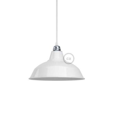 Creative Cables lámpatest Bistrot lámpaernyő csiszolt fémből, E27 foglalattal, 30 cm átmérőjű KPAM10VBL fehér