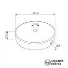 Creative Cables mennyezeti rózsa Hengeres fém 1 központi lyuk + 2 oldalsó lyuk mennyezeti KRM12FC2LCR
