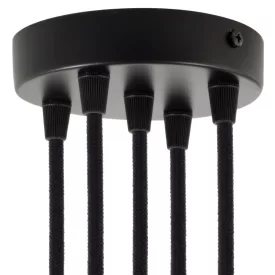   Creative Cables mennyezeti rózsa Hengeres fém 5 lyukas mennyezeti rozetta készlet KRM575FVN fekete Ø120cm