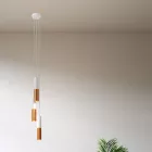 Creative Cables függeszték 3 lámpás többfunkciós függesztett lámpa szövet kábelekkel és Double Tub-E14 KSPM3VBOERM43K2SPOT-L