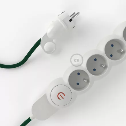 Creative Cables textil lámpakábel Francia elosztó műselyem Sötétzöld RM21 szövet borítású elektromos kábellel és M1F4B10RM21