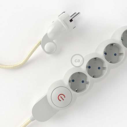 Creative Cables textil lámpakábel Német Power Strip műselyem elefántcsont szövettel bevont elektromos kábellel RM00 M1T4B01RM00