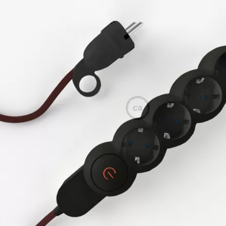 Creative Cables textil lámpakábel Német Power Strip műselyem bordó RM19 szövettel borított elektromos kábellel M1T4N02RM19