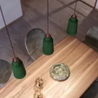 Creative Cables függeszték Függesztett lámpa textil kábellel, üveg kerámia lámpaernyővel és fém részletekkel