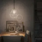 Creative Cables függeszték Függesztett lámpa textil kábellel, gyémánt alakú lámpaernyővel és fém részletekkel PDMPNGO10TM05DGO-L