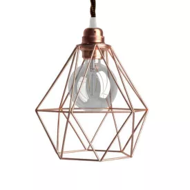   Creative Cables függeszték Függesztett lámpa textil kábellel, gyémánt alakú lámpaernyővel és fém részletekkel PDMPNRA10TZ22DRA