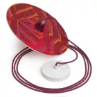 Creative Cables függeszték Függesztett lámpa textil kábellel, UFO kétoldalas fa lámpaernyővel és fém PDMPNRC32UFO09-L