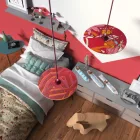 Creative Cables függeszték Függesztett lámpa textil kábellel, UFO kétoldalas fa lámpaernyővel és fém PDMPNRC32UFO09-L