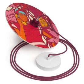   Creative Cables függeszték Függesztett lámpa textil kábellel, UFO kétoldalas fa lámpaernyővel és fém PDMPNRC32UFO09