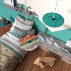 Creative Cables függeszték Függesztett lámpa textil kábellel, UFO kétoldalas fa lámpaernyővel és fém PDMPNRC34UFO03-L