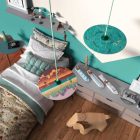 Creative Cables függeszték Függesztett lámpa textil kábellel, UFO kétoldalas fa lámpaernyővel és fém PDMPNRC34UFO03