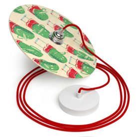   Creative Cables függeszték Függesztett lámpa textil kábellel, UFO kétoldalas fa lámpaernyővel és fém PDMPNRC35UFO02