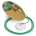 Creative Cables függeszték Függesztett lámpa textil kábellel, UFO kétoldalas fa lámpaernyővel és fém PDMPNRH69UFO10-L