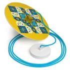 Creative Cables függeszték Függesztett lámpa textil kábellel, UFO kétoldalas fa lámpaernyővel és fém PDMPNRM11UFO05-L