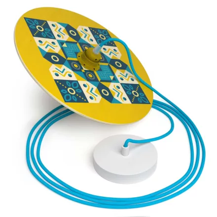 Creative Cables függeszték Függesztett lámpa textil kábellel, UFO kétoldalas fa lámpaernyővel és fém PDMPNRM11UFO05-L